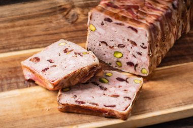 Antep fıstığı birlikte terrine ördek, yakın çekim