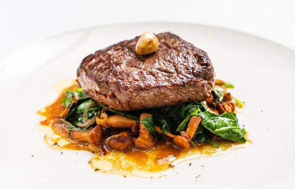 Bife Com Legumes Close — Fotografia de Stock