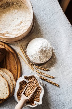 buğday ve un masada, kapat