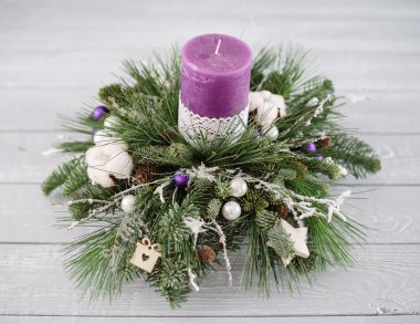 Noel çiçekçi kompozisyon, yakın