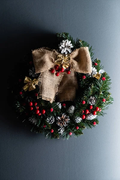 Christmas wreath on black