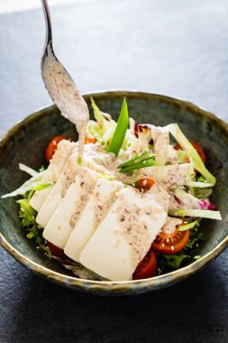 lezzetli Asya salata, yakın