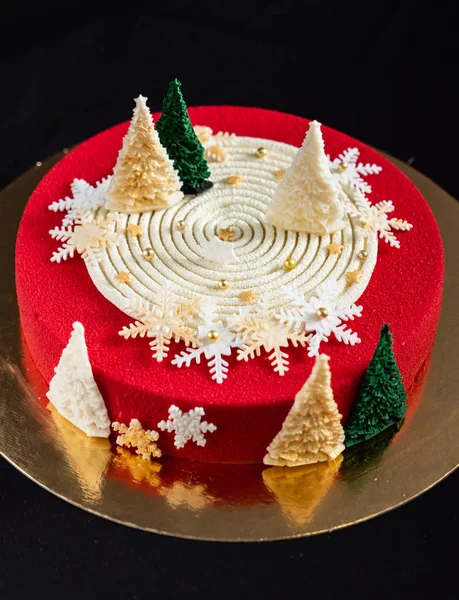 Creative Christmas Cake Close — Stock Photo, Image