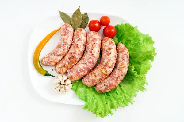 Raw Sausages Spice Close — Stock Photo, Image