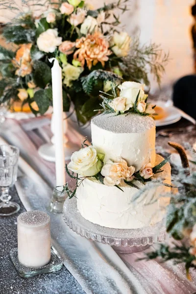 Table Mariage Avec Gâteau — Photo