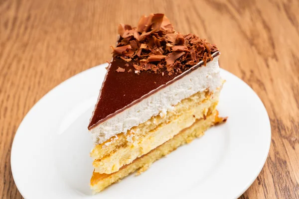 Snijd Van Chocolade Cake Close — Stockfoto