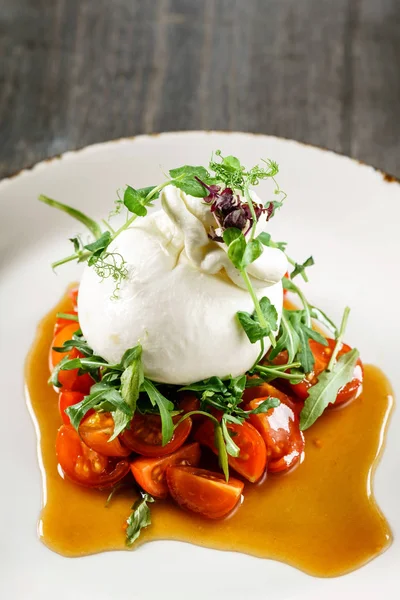 Mozzarella Und Tomaten Aus Nächster Nähe — Stockfoto