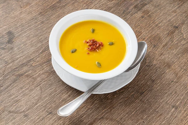 Kürbiscremesuppe Aus Nächster Nähe — Stockfoto