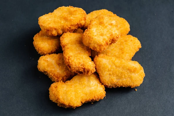 Nuggets Kurczaka Czarnym Tle — Zdjęcie stockowe