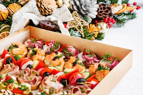 Christmas Appetizers Box — Stock Photo, Image