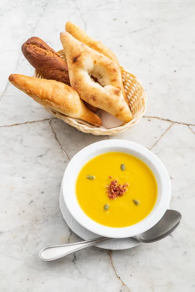 Tasty Pumpkin Soup Close — Stock Photo, Image