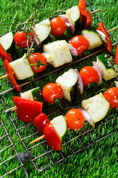 Grilled Vegetables Skewer Close — Stock Photo, Image