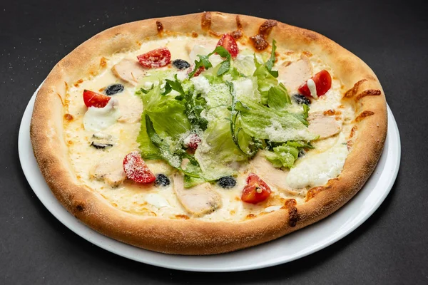 Pizza Italiana Fresca Cerca — Foto de Stock