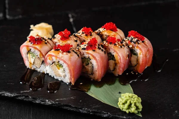 sushi on the black background  - Image