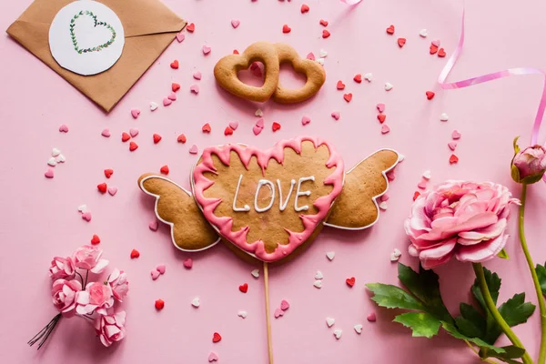 Pliki Cookie Walentynki Zamknij Pwe — Zdjęcie stockowe