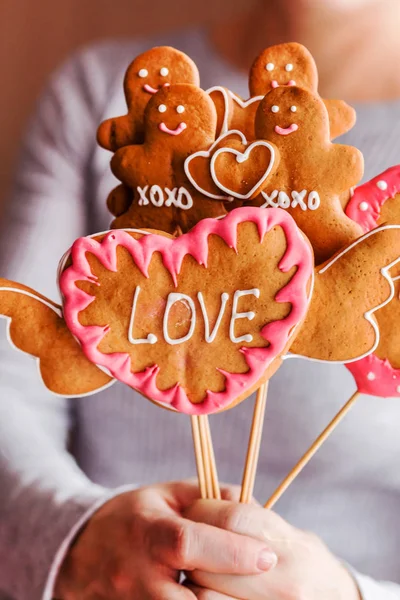 Cookies Valentine Day Close Eup — Stock Photo, Image