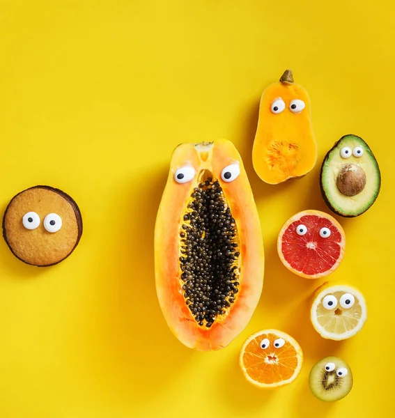 funny fruits and vegetables, close up