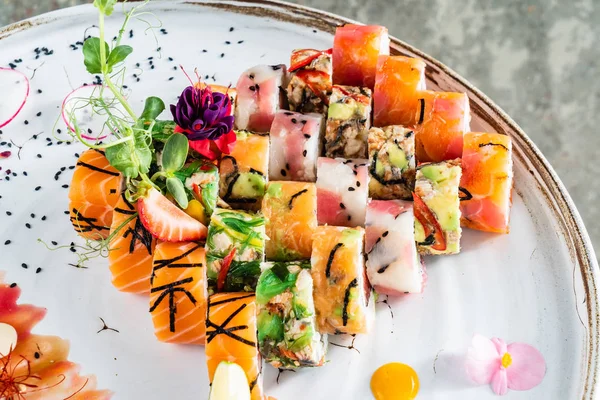 Nagy Sushi Szett Közelről — Stock Fotó