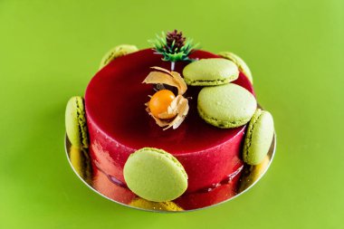 Macaroons pastayla mousse, yakın çekim