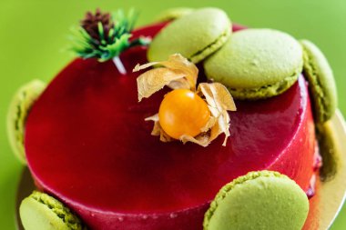 Macaroons pastayla mousse, yakın çekim