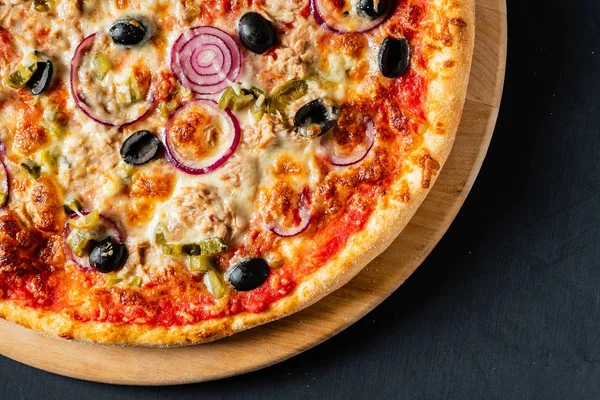 Pizza Black Background — Stock Photo, Image