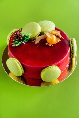 Macaroons pastayla mousse, yakın çekim