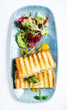 beyaz zemin üzerine lezzetli sandviç