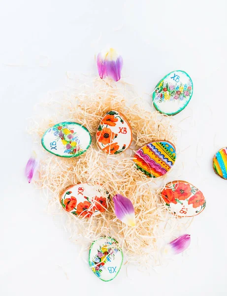 Velikonoční Sušenky Bílém Pozadí Zblízka — Stock fotografie