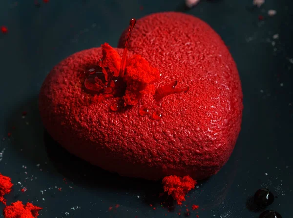Coeur Chocolat Rouge Gros Plan — Photo