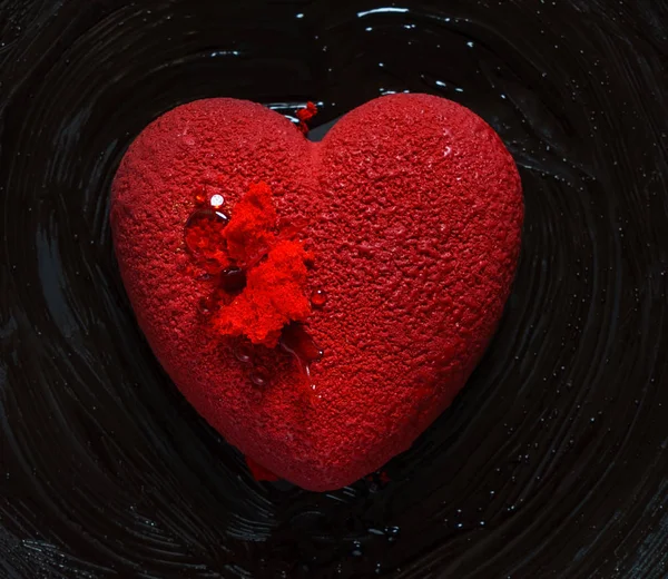Srdcová Plaketka Čokoládová Zblizka — Stock fotografie