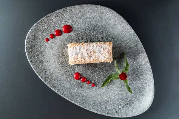 Pastel Napoleon Con Crema Vainilla —  Fotos de Stock