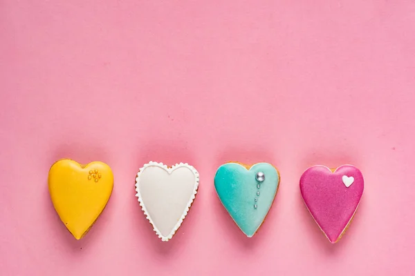 Biscotti Forma Cuore Fatti Mano — Foto Stock