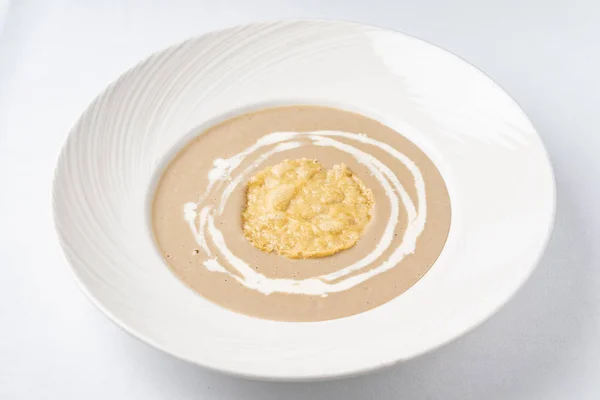 Soupe Crème Aux Champignons Vue Sur Dessus — Photo