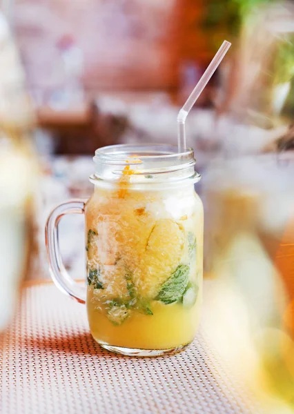 Summer Lemonade Fruits Mint — Stock Photo, Image