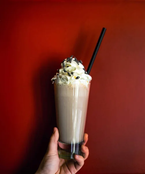 Coquetel Leitoso Com Chantilly — Fotografia de Stock