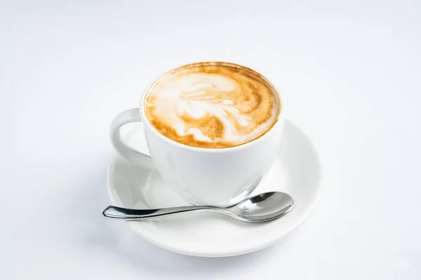 Cangkir Cappuccino Pada Latar Belakang Putih — Stok Foto