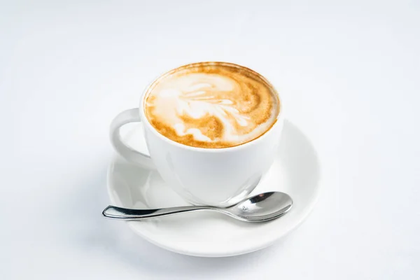 Tazza Cappuccino Sullo Sfondo Bianco — Foto Stock