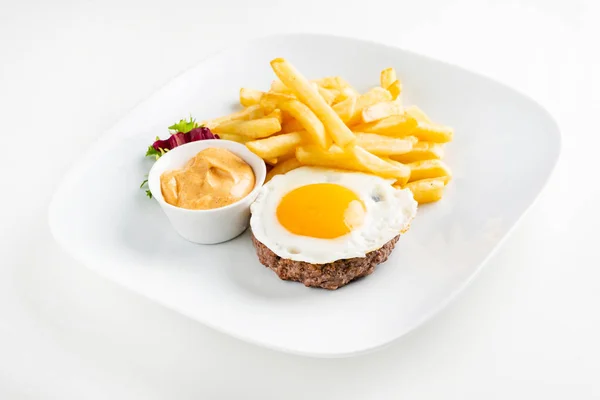 Cutlet Egg French Fries — Stock Photo, Image