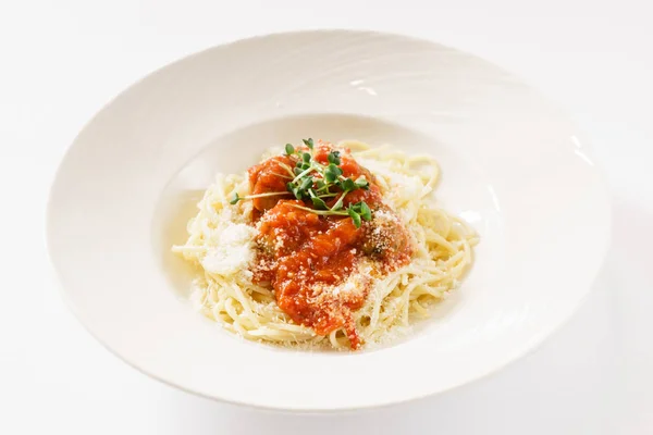 Spaghetti Met Gehaktballen Close — Stockfoto