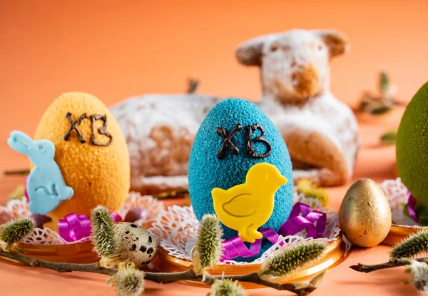 Ciasto Wielkanocne Dekoracją — Zdjęcie stockowe
