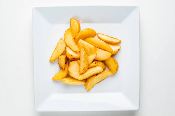 Baked Potatoes White Plate — Stock Photo, Image