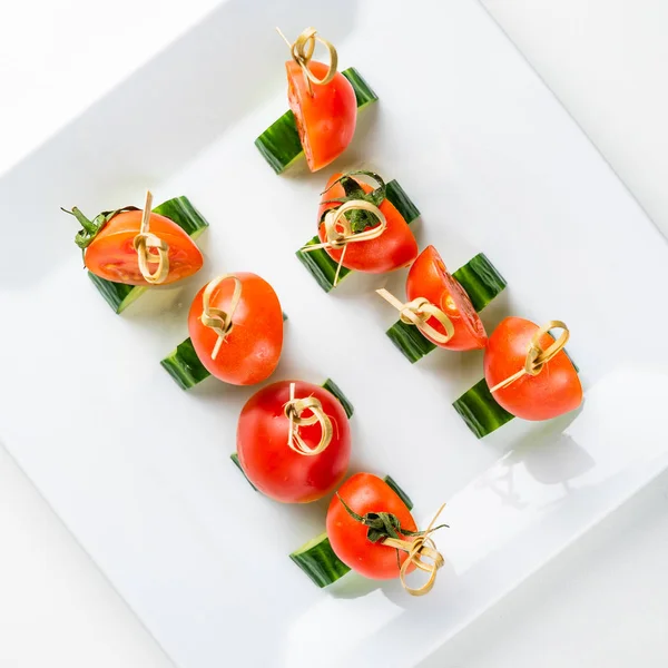Veggie Appetizers White Plate — Stock Photo, Image