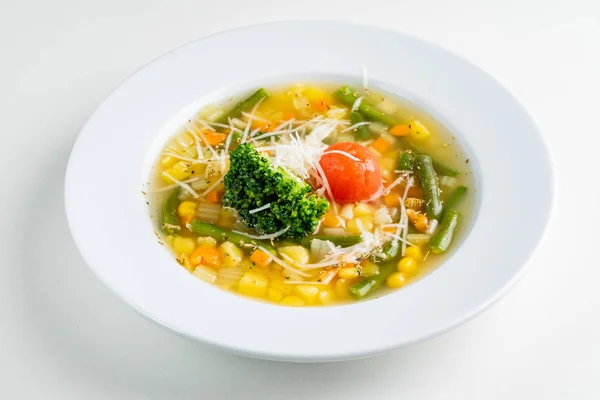 Corn Soup Vegetables Cheese — Stock Photo, Image