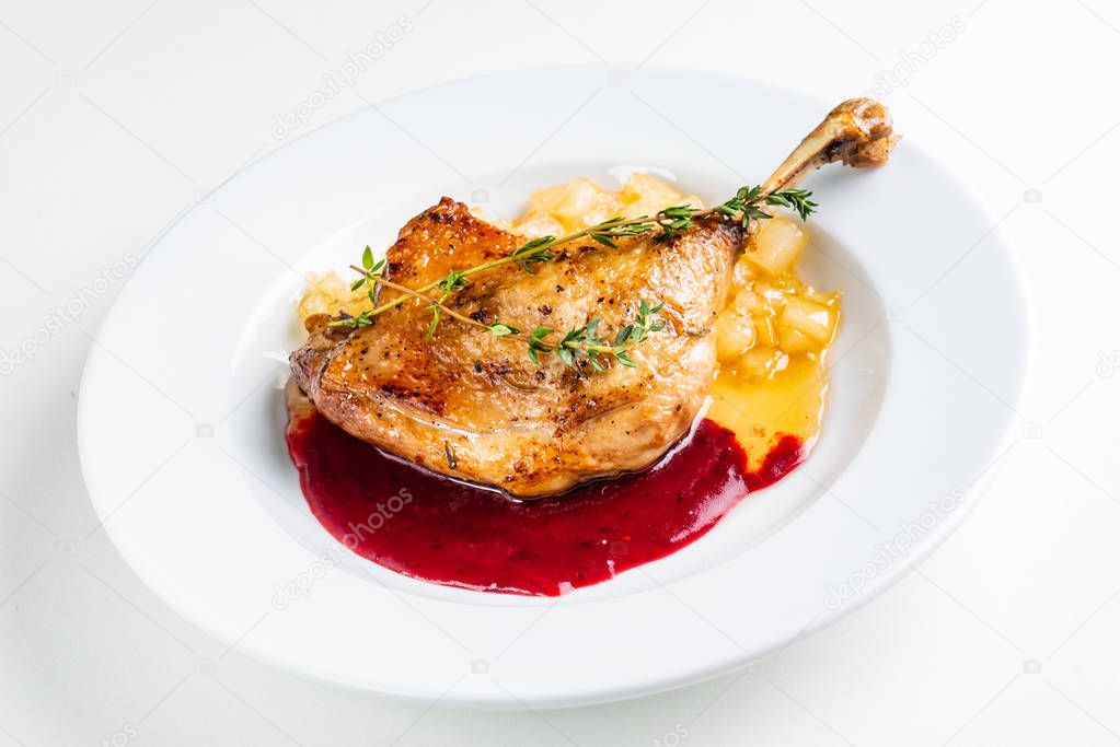  Duck confit with cranberry sauce