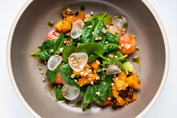 Salade Met Spinazie Geroosterde Pompoen — Stockfoto