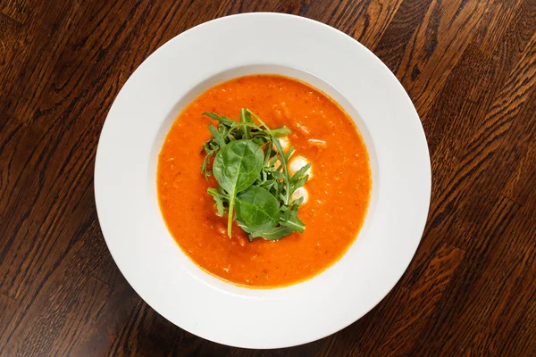 Sopa Crema Tomate Con Camarones —  Fotos de Stock