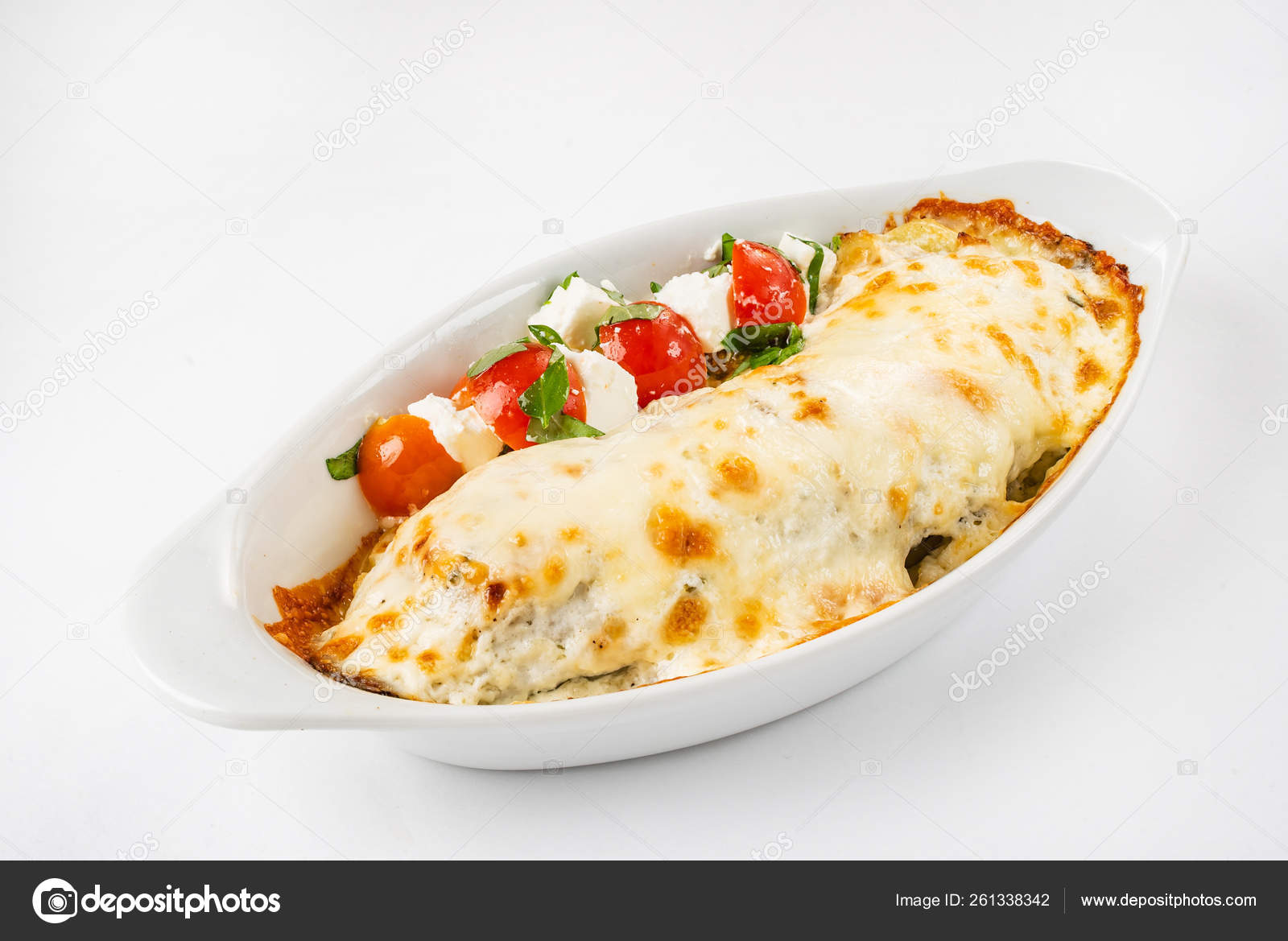 Broccoli Chicken Casserole Cream Cheese Mozzarella Stock Photo by