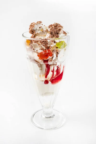 Dessert Con Frutta Gelato — Foto Stock