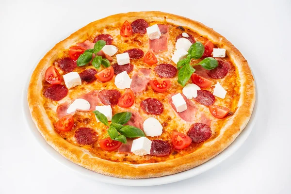 Pizza White Background — Stock Photo, Image