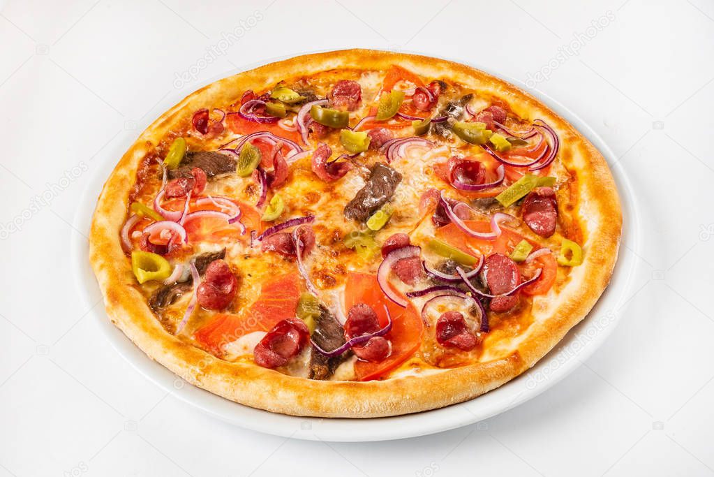 pizza on the white background